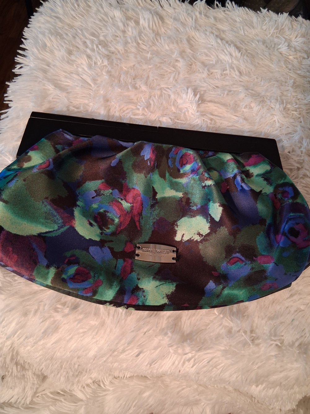 Nine West Floral Satin Clutch in Green, Blue, Purple, Pink
